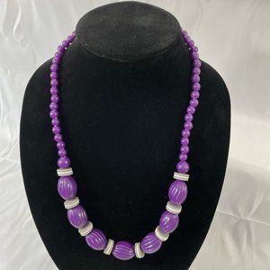 Vintage Purple Grey 25" Costume Beaded Necklace